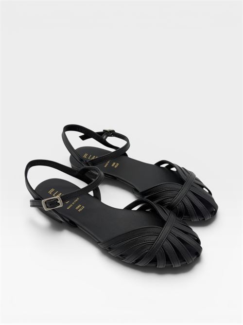 Sandali neri intrecciati con cinturino da donna IL LACCIO | G500PELLENERO